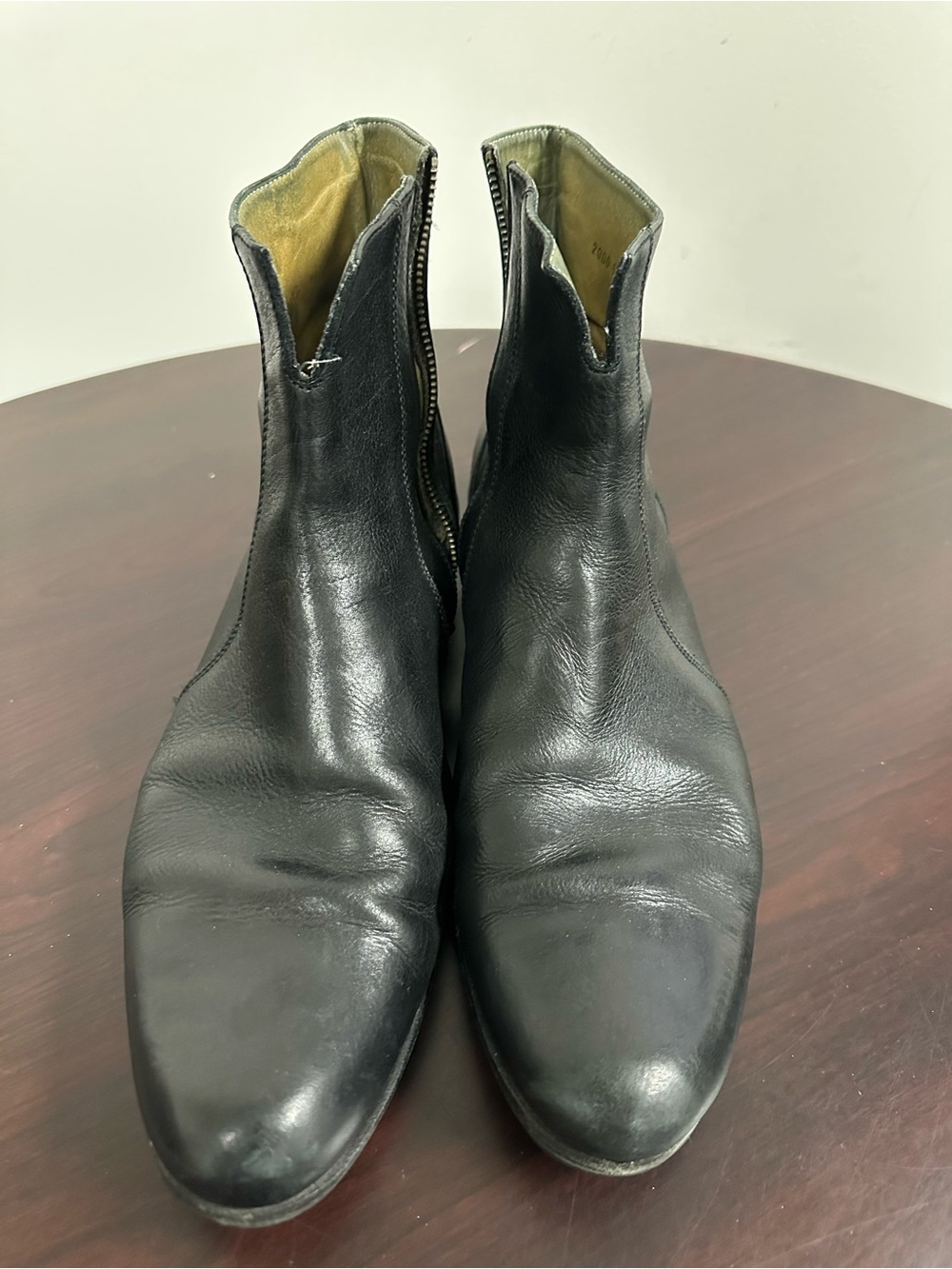 Billy Reid Men's Black Leather Side-Zip Ankle Moto Boots Size 13 - Picture 3 of 11